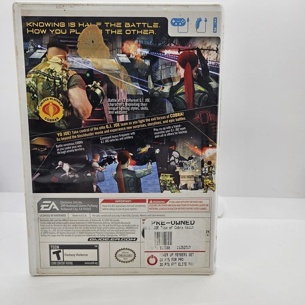 G.I. Joe The Rise of Cobra Nintendo Wii Game Complete w/ Case‎ & Manual